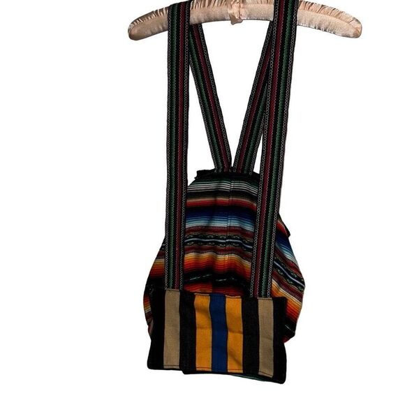 "NEW" Striped Multicolor Drawstring Tribal Peruvian Boho Backpack Unisex OS - Picture 3 of 13